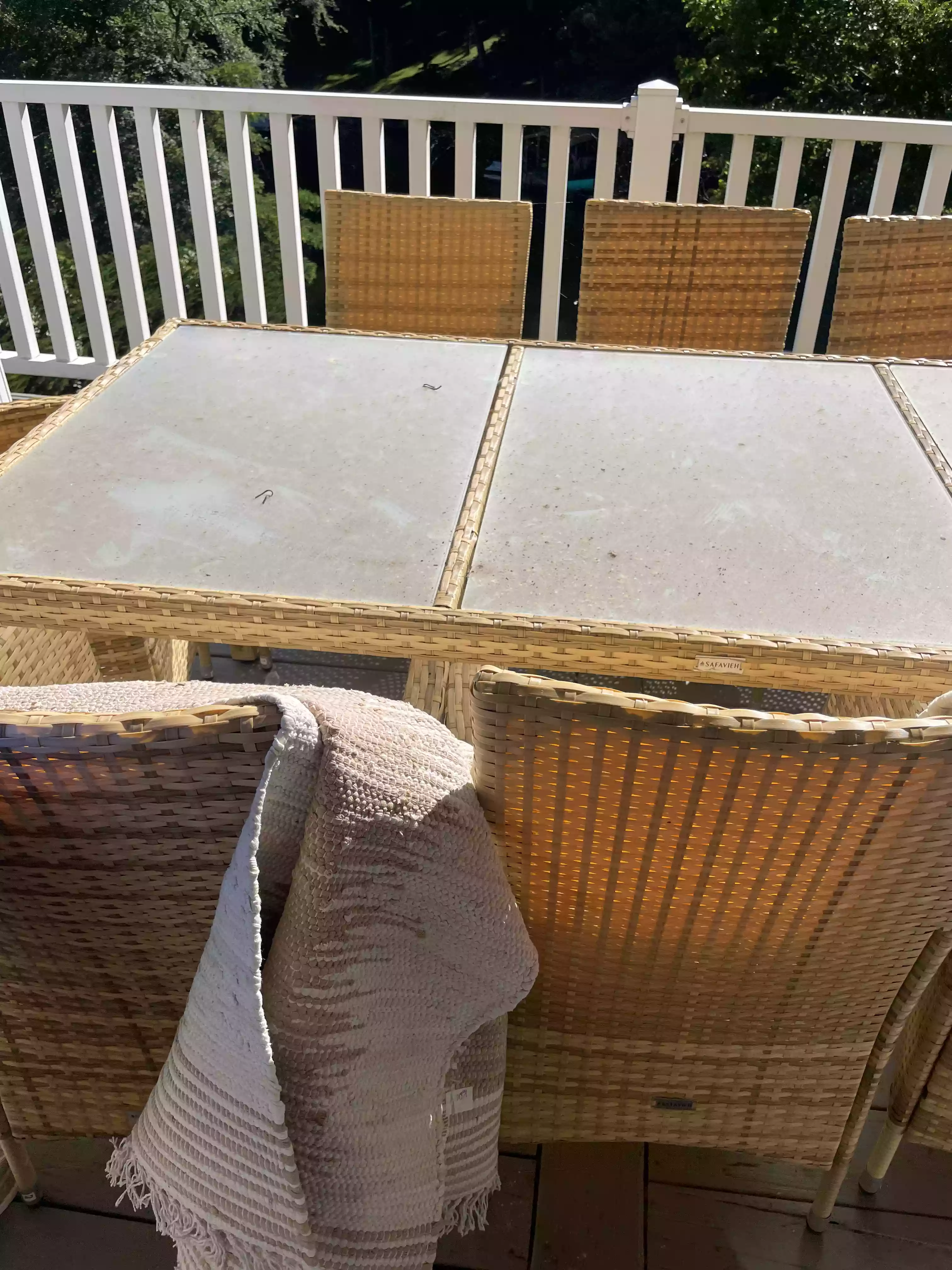 a before image of an outdoor seating area covered in dust