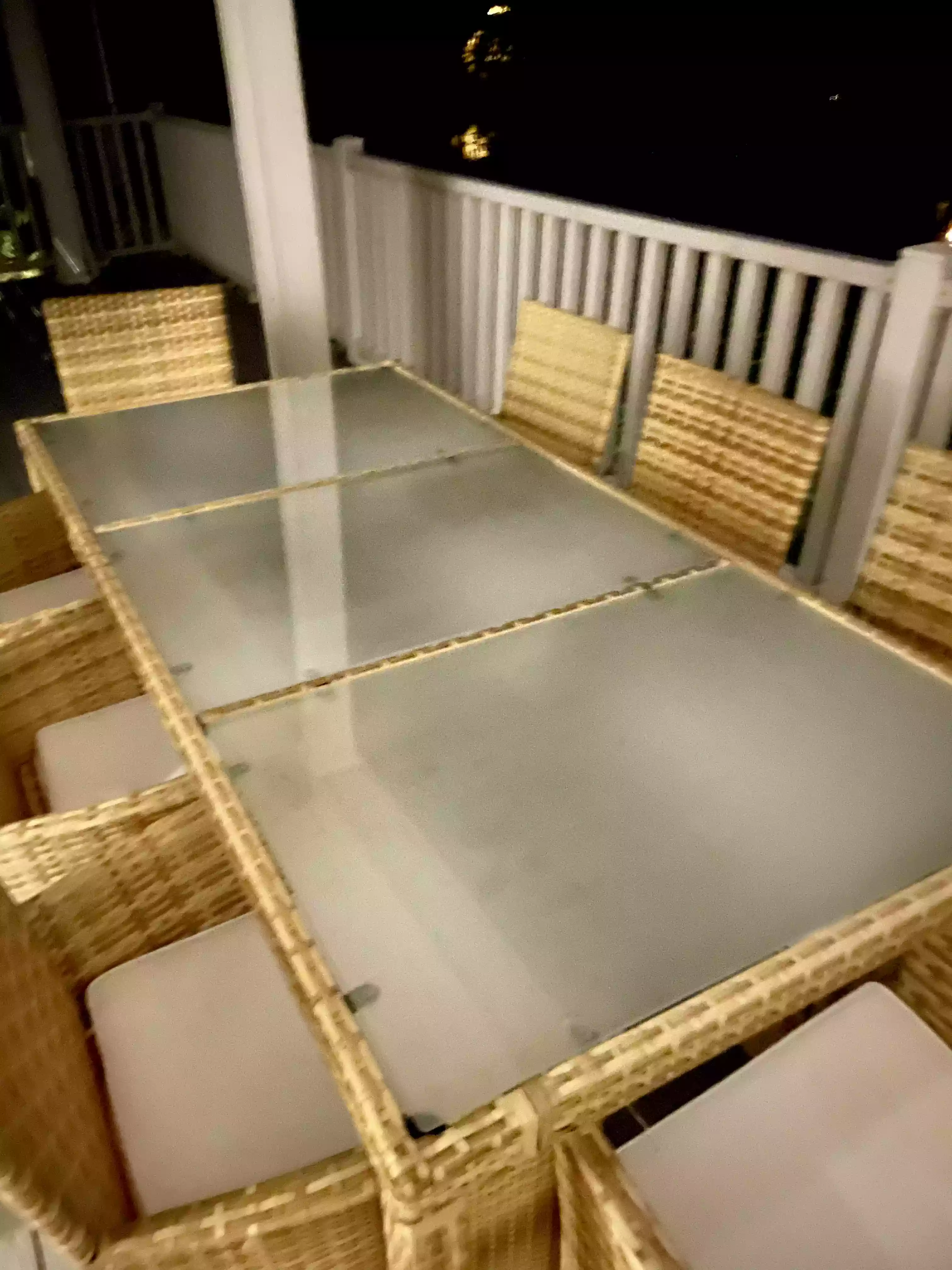 an after cleaning image of the outdoor seating area showing all the dust is gone