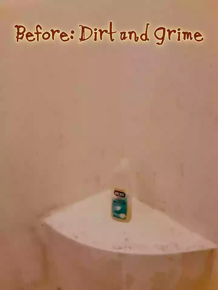 dirty, grimy shower before Too Good Maids cleaning